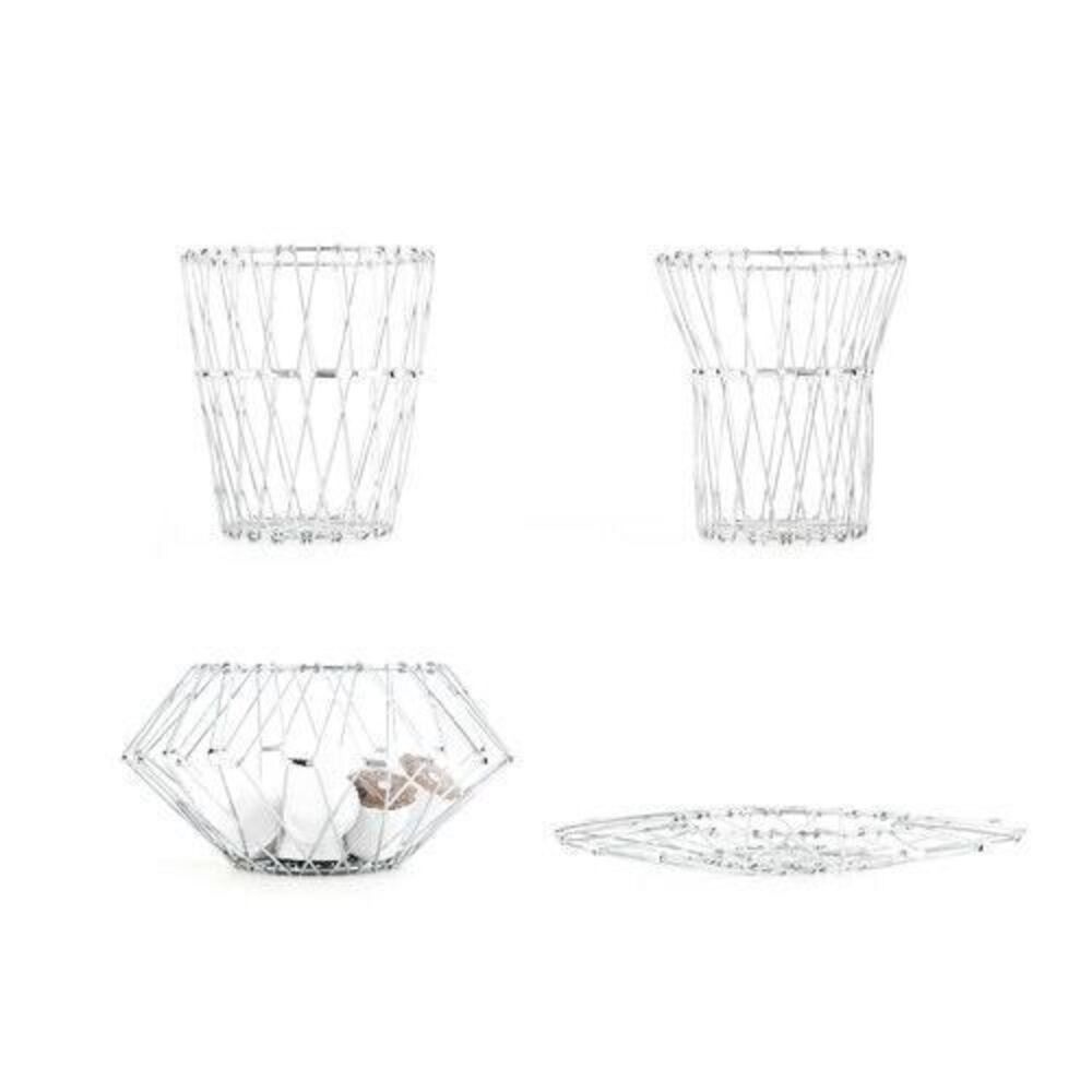 Set of Two Kikkerland Wire Collapsible Baskets Silver NWT